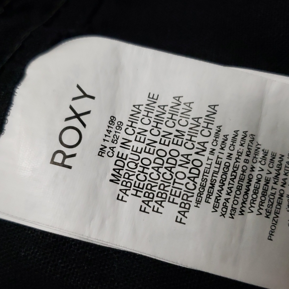 Roxy linen black drawstring pants wide-leg size large long length - Picture 14 of 15